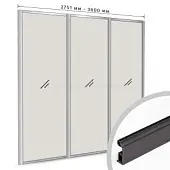 Комплекты анодированного профиля компл. профиля-купе slim оптима на 3 двери (ширина шкафа 2751-3600 мм), черный